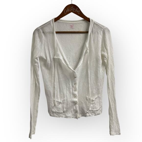 Majestic Paris White Linen Top Cardigan Size 2 Distressed - Picture 1 of 8